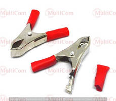 09-00-002RD. Затиск акумуляторний "крокодил" 10А, довжина-55мм, червоний