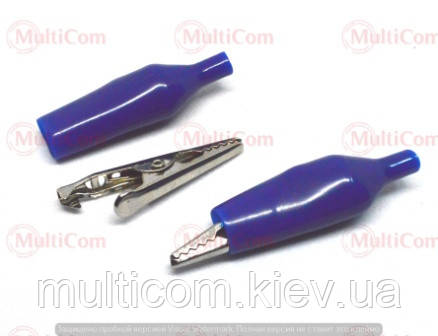 09-00-009BU. Затиск тестерний "крокодил" великий, довжина-50мм, синій, фото 1