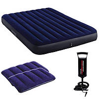 Ортопедичний матрац надувний інтекс Матрац-ліжко для сну полуторний Intex 152х203 Подушки та насос