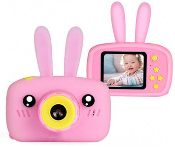 Дитячий фотоапарат цифровий Зайчик XL500B Smart Kids Full HD 1080p в чохлі, дитяча фотокамера з екраном