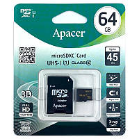 Карта пам'яті Apacer MicroSD 64GB UHS-I Class 10 + SD адаптер