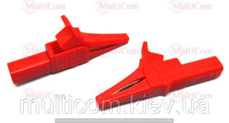 09-00-028RD. Затиск під щуп тестерний "крокодил", пластиковий, червоний, фото 1