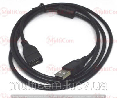 05-08-012. Шнур USB штекер A - гніздо А закрите, version 2.0, чорний, 1,5м