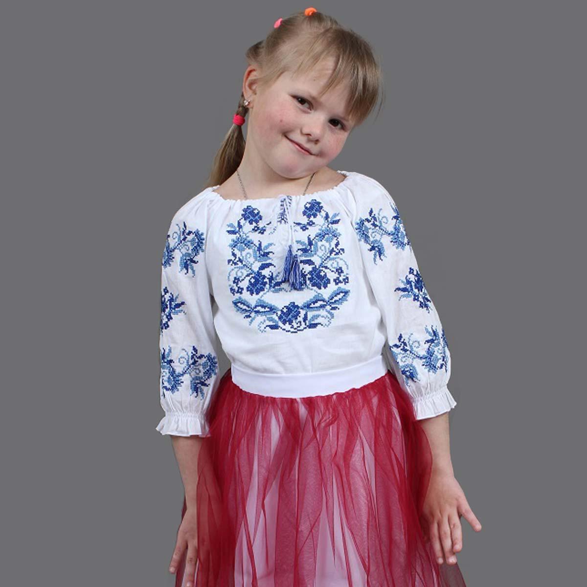 Вишиванка для дівчинки Іваничка синя вишивка