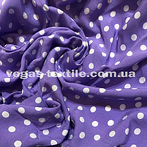 Тканина Штапель принт Горох 0.6 см Бузковий