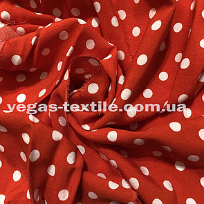 Тканина Штапель принт Горох 0.6 см Жовтогарячий