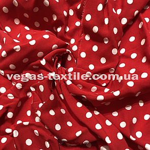 Тканина Штапель принт Горох 0.6 см Червоний