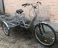 Дорослий триколісний вантажний велосипед Ukrbike (Україна) велорикша з амортизаторами двопідвісний