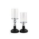 Підсвічник святковий REMY-DEСOR металевий Лунд чорно-сріблястого кольору зі скляною колбою висота 28 см, фото 2