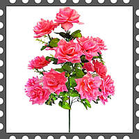 Искусственные цветы Букет открытой Розы, 15 голов, 890 мм цвета микс