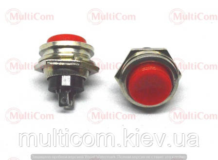 11-01-006RD. Кнопка велика PBS-26B (OFF-ON), 2pin, 1A-250V, без фіксації, червона, фото 1