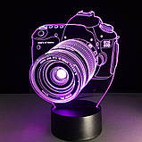 3D Світильник, "Фотоапарат", Романтичний подарунок чоловікові, Ідеї подарунка на день народження хлопцеві, фото 4