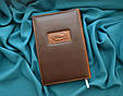 Щоденник А5 формату в шкіряній обкладинці c художнім об'ємним тисненням ручної роботи "Сова стімпанк", фото 6