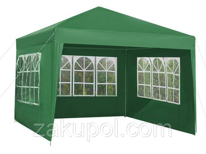 Садовий павільйон 3 стіни 3x3м зелений P5506 MALATEC, фото 1