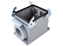 Корпус для промислового роз'єму багатоконтактного багатополюсного типу HDC (Heavy Duty Connectors) 32P+E / 16A / 500V, накладної для контактів "мама" введення кабелю збоку