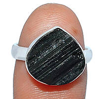 Срібне кільце з шерлом чорним турмаліном, 1644КШ