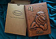 Щоденник А5 формату в шкіряній обкладинці c художнім об'ємним тисненням ручної роботи "Лев", фото 7