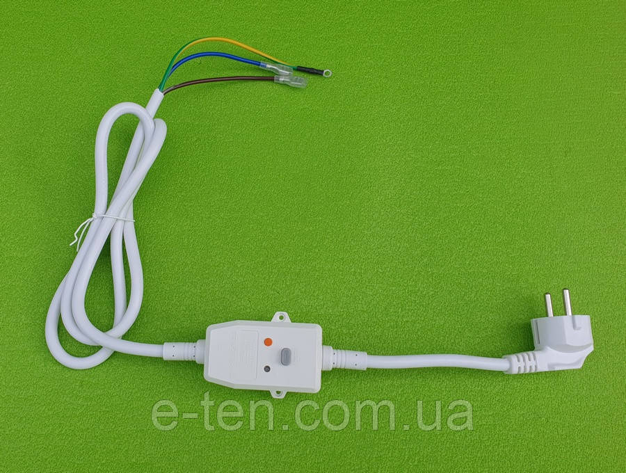 Кабель мережевий електричний із ПЗВ захисний 16А / струм витоку 30mA / 220V / довжина L=145см для будь-яких бойлерів