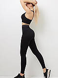 Спортивний костюм жіночий для фітнесу. Комплект топ, легінси, фітнес костюм, розмір L (чорний), фото 6