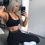 Спортивний костюм жіночий для фітнесу. Комплект топ, легінси, фітнес костюм, розмір L (чорний), фото 3