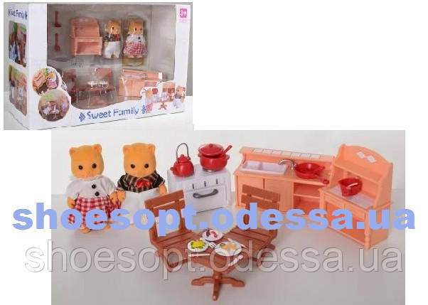 Ігровий набір меблі Кухня Happy Family для будиночка вілла для звірят, фото 1