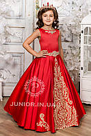 Красное атласное нарядное длинное платье "Адель"