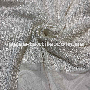 Паєтка на трикотажній основі Білий