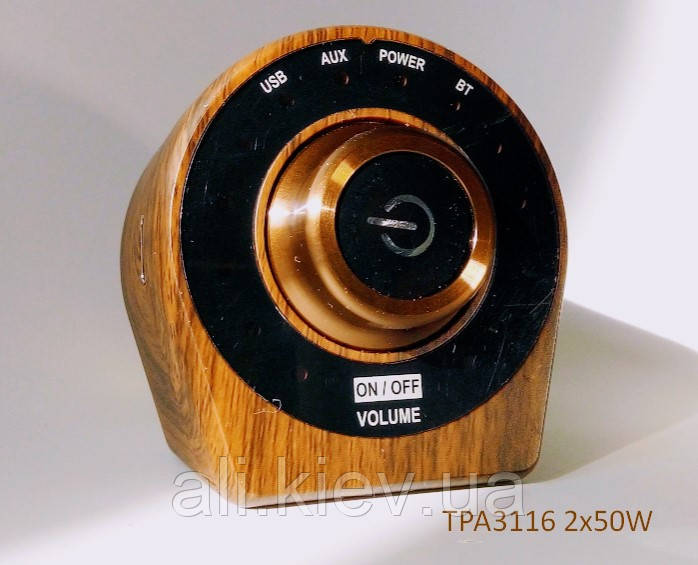 Усилитель звука в деревянном корпусе ТРА3116 2х50Вт Bluetooth 5.0 USB Type-C, AUX, DC-24V