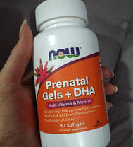 Вітаміни для вагітних з омега 3 NOW Prenatal Gels + DHA 90 капс, фото 2