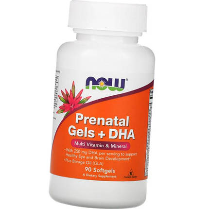 Вітаміни для вагітних з омега 3 NOW Prenatal Gels + DHA 90 капс, фото 2