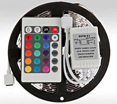 Комплект світлодіодна стрічка багатобарвна 12 V 3528 Rgb 5 м з пультом 181203, фото 4