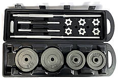 Комплект Premium - штанга + гантелі металеві - 50 кг у подарунковому кейсі, Набір штанга гантелі 50 кг (NEOS)