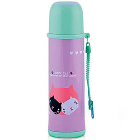 Термос дитячий з нержавіючої сталі 0,48 л Чорний Кошеня Fissman 9694 - MegaLavka