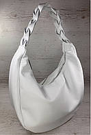 610 Натуральная кожа Объемная женская сумка белая Кожаная сумка-мешок белая кожаная сумка на плечо хобо