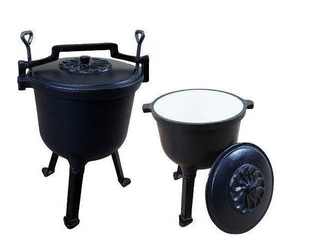 Казан чавунний на 7-8 л емальований на ніжках, фото 1