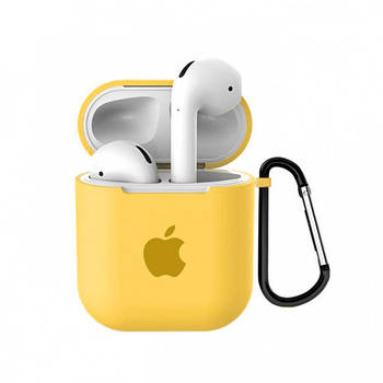Чохол для AirPods Logo Silicone case з карабіном (07) Yellow жовтий