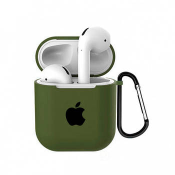 Чохол для AirPods Logo Silicone case з карабіном (12) Khaki зелений