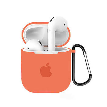 Чохол для AirPods Logo Silicone case з карабіном (21) Orange жовтогарячий