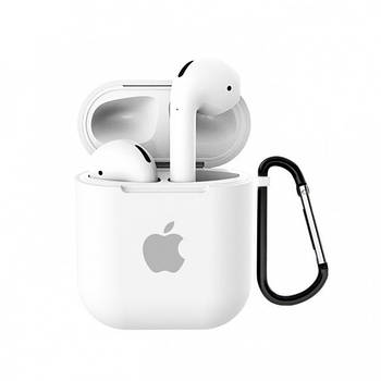 Чохол для AirPods Logo Silicone case з карабіном (22) White білий