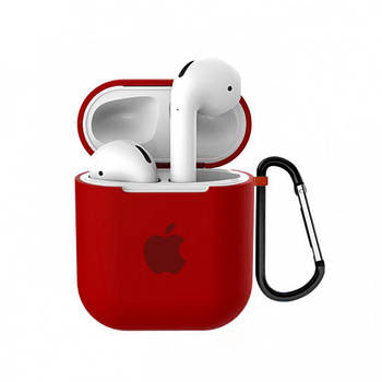 Чохол для AirPods Logo Silicone case з карабіном (24) Red червоний