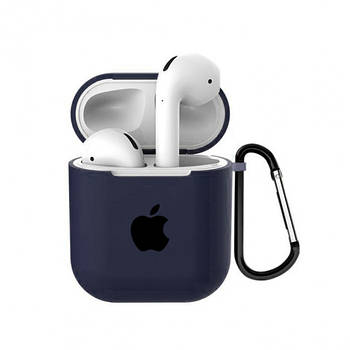 Чохол для AirPods Logo Silicone case з карабіном (28) Dark blue темно-синій