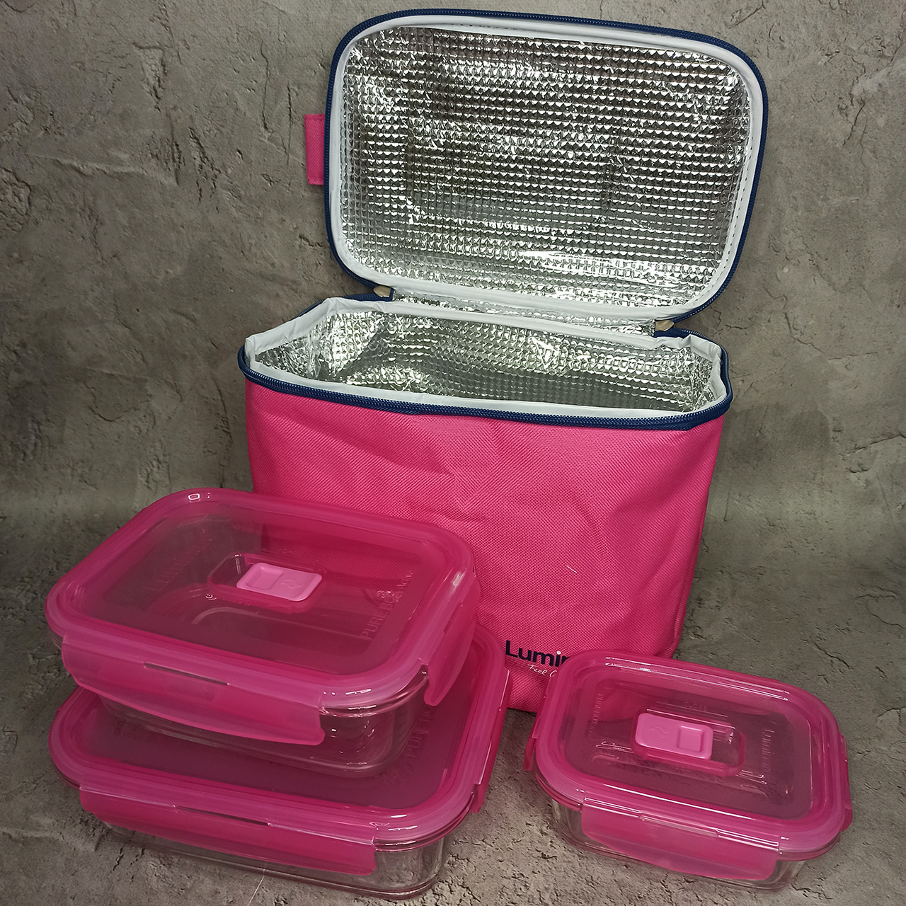 Набір контейнерів Luminarc KEEP'N BOX прямокутні, герметичныес термосумкою 380мл, 820мл, 1220мл