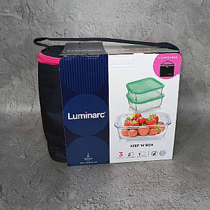 Набір контейнерів Luminarc KEEP'N BOX прямокутні, термосумкою 380мл, 380мл, 820мл, фото 2