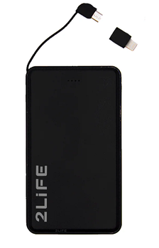 Портативна батарея з вбудованим кабелем УМБ Power Bank 2Life 10000 mAh кабель Android Black (KG-2235)