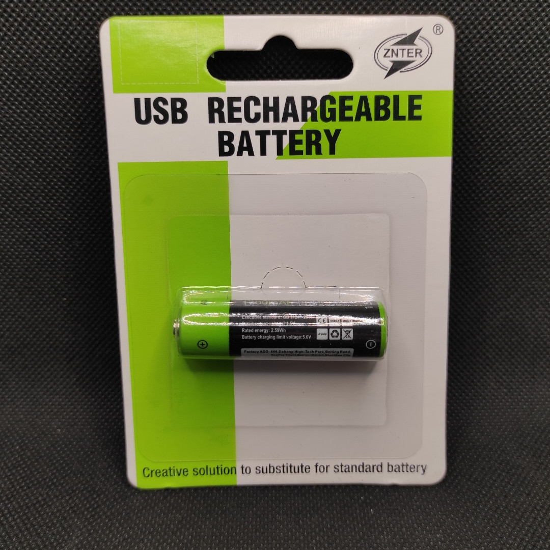 Акумулятор АА ZNTER 1,5 v 1700mAh з зарядкою від microUSB