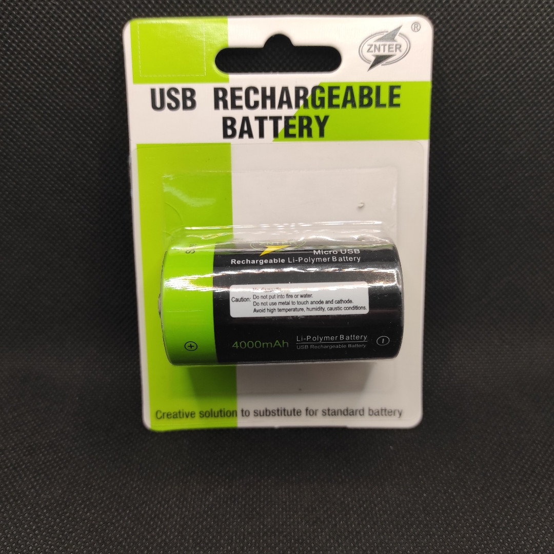 Акумулятор R20 ZNTER 1,5 v 4000mAh з зарядкою від microUSB, фото 1