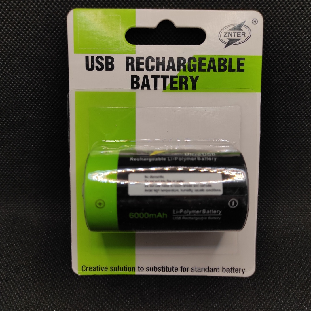 Акумулятор R20 ZNTER 1,5 v 6000mAh з зарядкою від microUSB