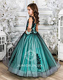 Бірюзове святкове плаття з мереживним ліфом для дівчинки "Камелія", фото 5
