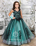 Бірюзове святкове плаття з мереживним ліфом для дівчинки "Камелія", фото 2