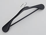 Плечики вішалки тремпеля дерев'яні чорного кольору широкі, довжина 45 см, фото 4